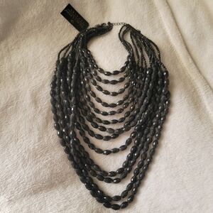 Traci Lynn Black Necklace NWT Womens Smokin Hot Multi Strand Faceted Beads New